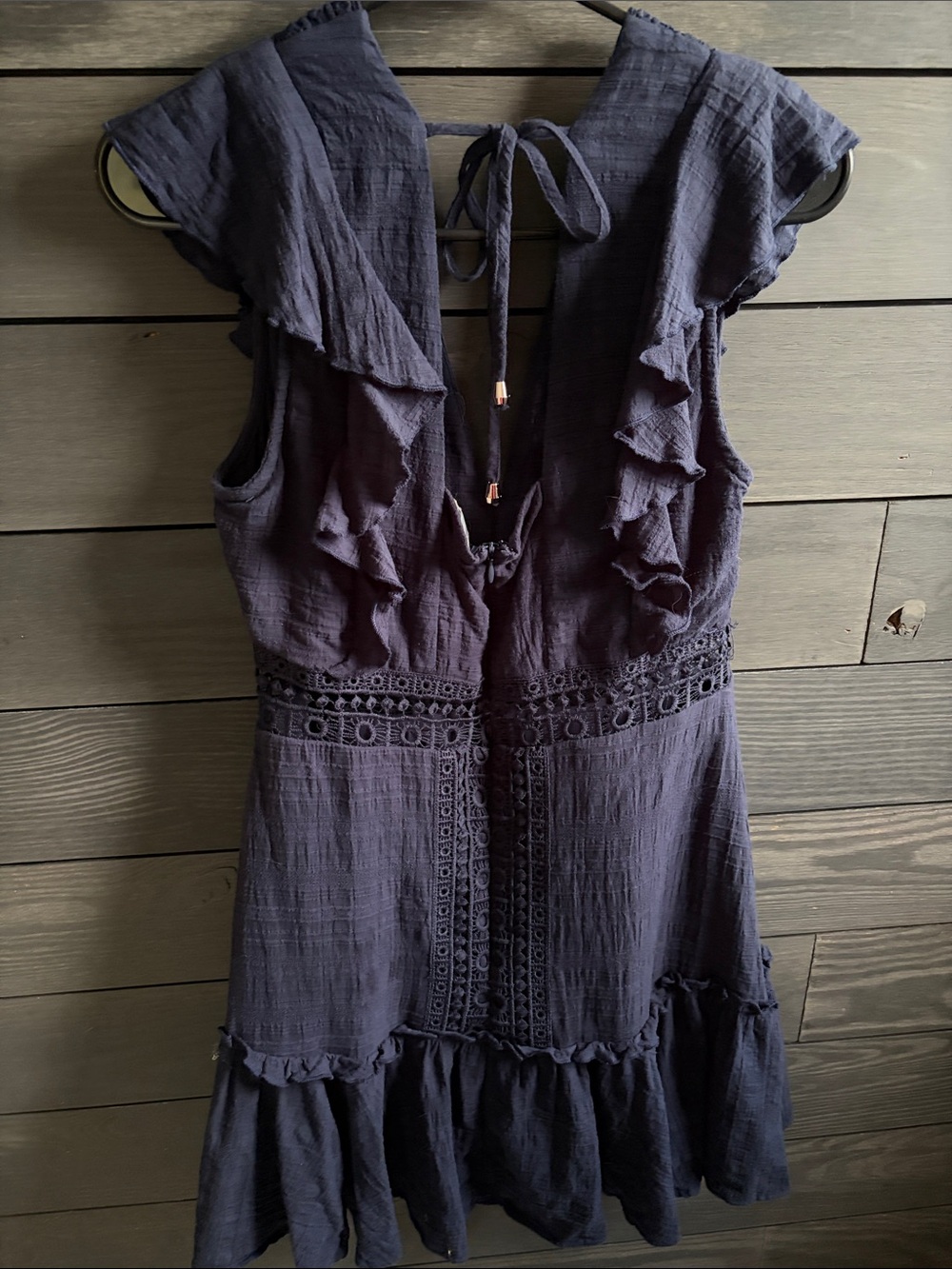 Francescas Navy V-Neck Ruffle Mini Dress - Picture 5 of 5